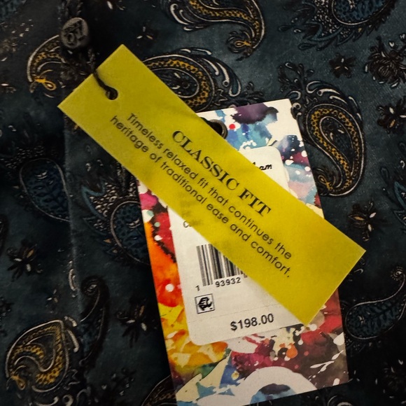 Robert Graham SCOTT classic fit Men's Paisley button down Shirt dark teal 3X 3XL - Picture 4 of 7